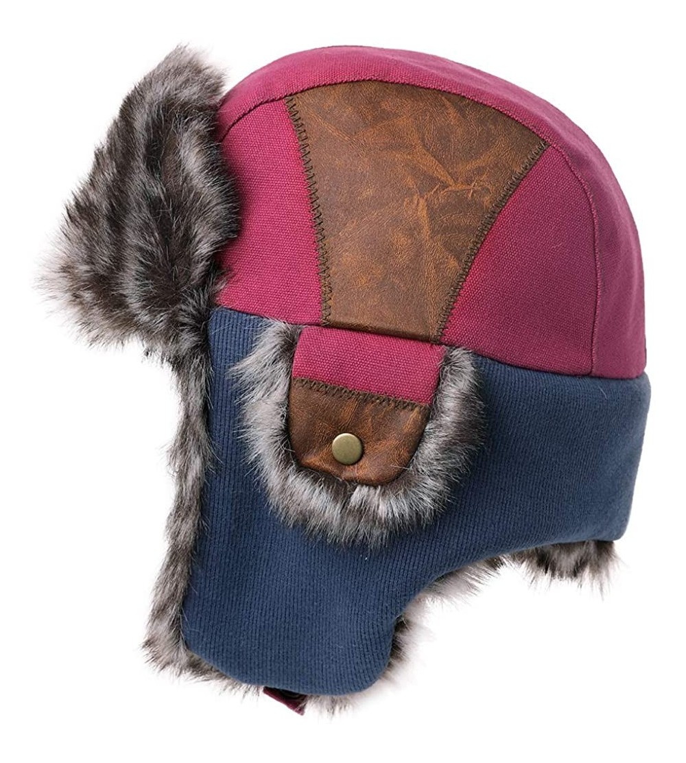 Bomber Hats Unisex Large Head Winter Bomber Trapper Earflaps Ushanka Russian Hat 57-62cm - 67191-rose - CN18A6CKDSQ $29.35