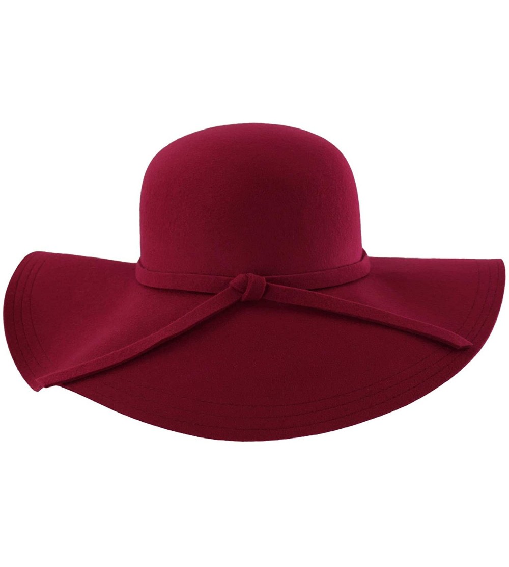 Sun Hats Wide Brimmed Wool Floppy Hat - Burgundy - C4111OSXWIB $20.60