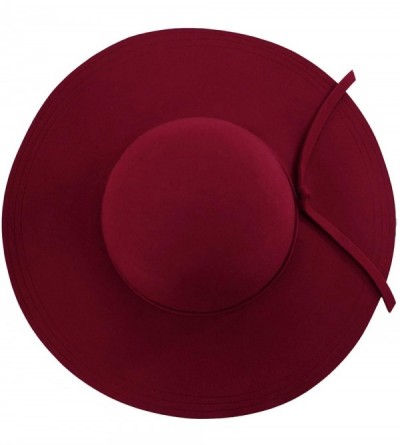 Sun Hats Wide Brimmed Wool Floppy Hat - Burgundy - C4111OSXWIB $20.60