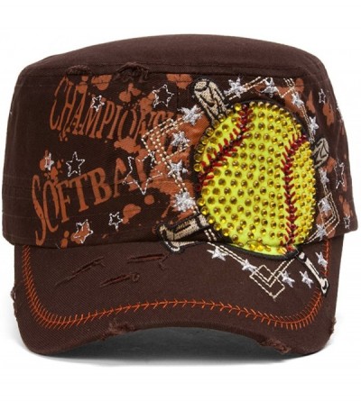 Newsboy Caps Championship Softball Distressed Cadet Cap - Brown - CN11O203LAL $10.26