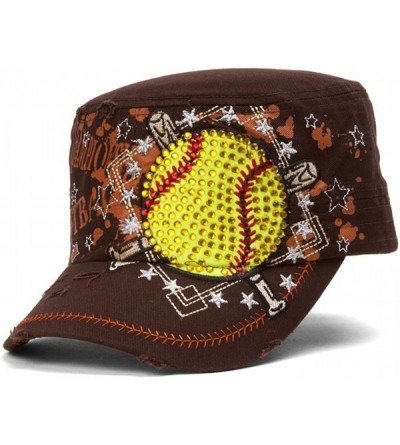 Newsboy Caps Championship Softball Distressed Cadet Cap - Brown - CN11O203LAL $10.26