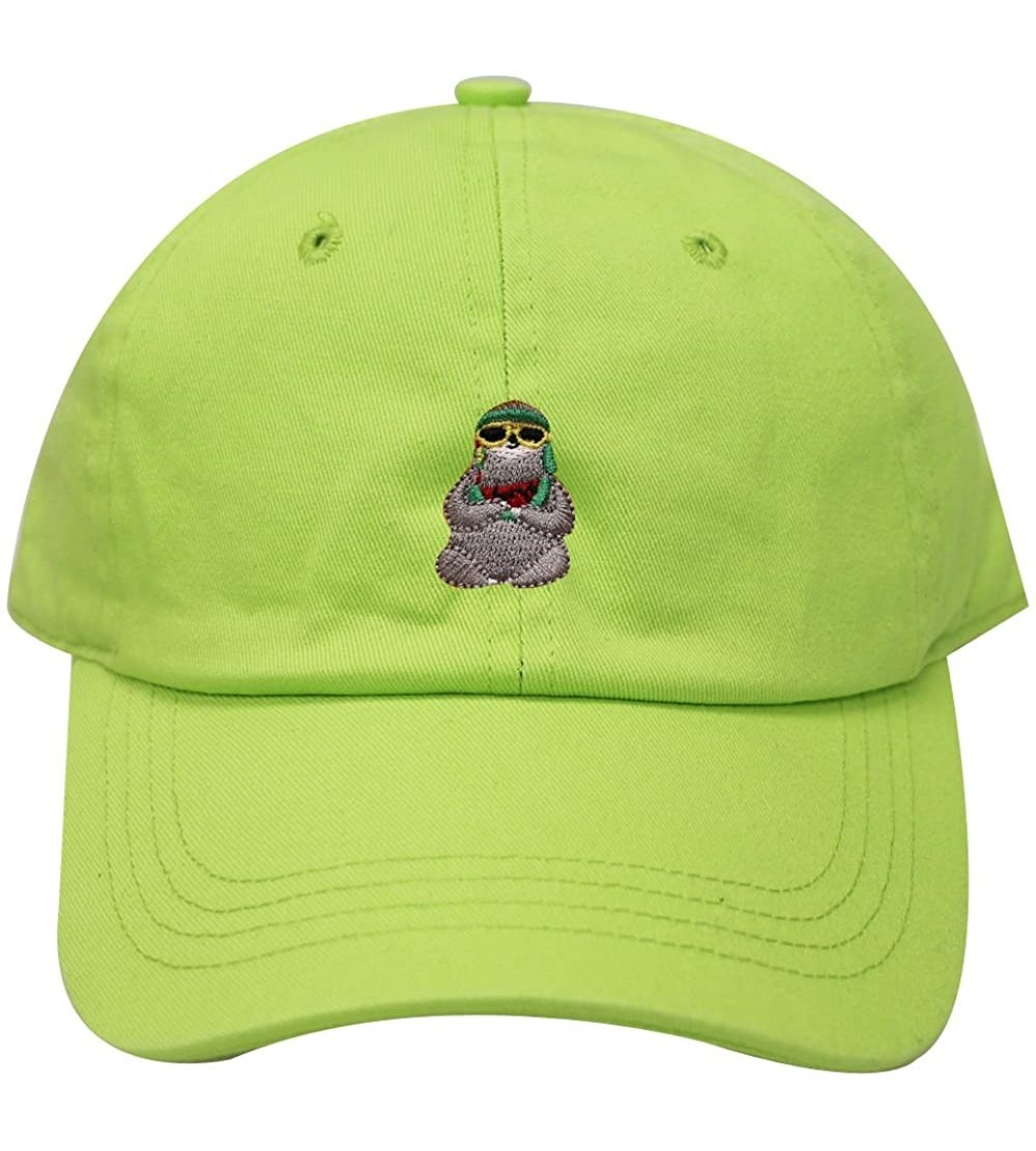 Baseball Caps Sloth Cotton Baseball Dad Caps - Lime - CM1846L0QRK $13.16
