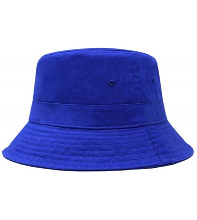 Bucket Hats Cotton Bucket Hats Unisex Wide Brim Outdoor Summer Cap Hiking Beach Sports - Royal1 - CA18HEU8IG2 $22.18