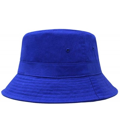 Bucket Hats Cotton Bucket Hats Unisex Wide Brim Outdoor Summer Cap Hiking Beach Sports - Royal1 - CA18HEU8IG2 $8.87