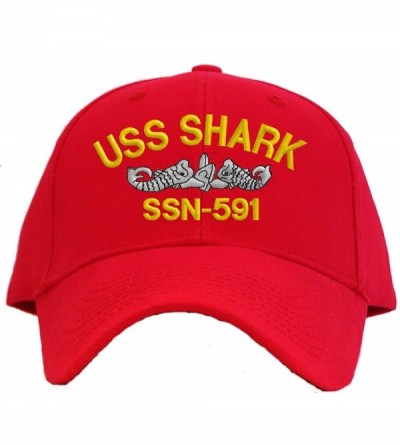 Baseball Caps USS Shark SSN-591 Embroidered Pro Sport Baseball Cap - Red - C9180OR9H4G $18.47