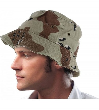 Skullies & Beanies Mens 100% Cotton Fishing Hunting Summer Bucket Cap Hat - Desert Camo - CA11VSYSYF7 $9.27