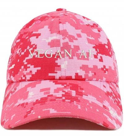 Baseball Caps Vegan Af Embroidered Soft Crown 100% Brushed Cotton Cap - Pink Digital Camo - C118TUGW6MC $21.24