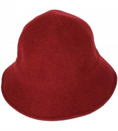Bucket Hats Wool Winter Floppy Short Brim Womens Bowler Fodora Hat DWB1104 - Wine - CR18KX6TG2O $19.63