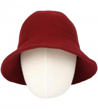 Bucket Hats Wool Winter Floppy Short Brim Womens Bowler Fodora Hat DWB1104 - Wine - CR18KX6TG2O $19.63