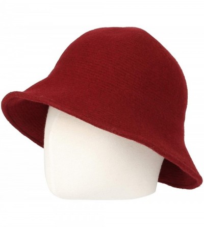 Bucket Hats Wool Winter Floppy Short Brim Womens Bowler Fodora Hat DWB1104 - Wine - CR18KX6TG2O $19.63