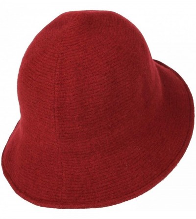 Bucket Hats Wool Winter Floppy Short Brim Womens Bowler Fodora Hat DWB1104 - Wine - CR18KX6TG2O $19.63