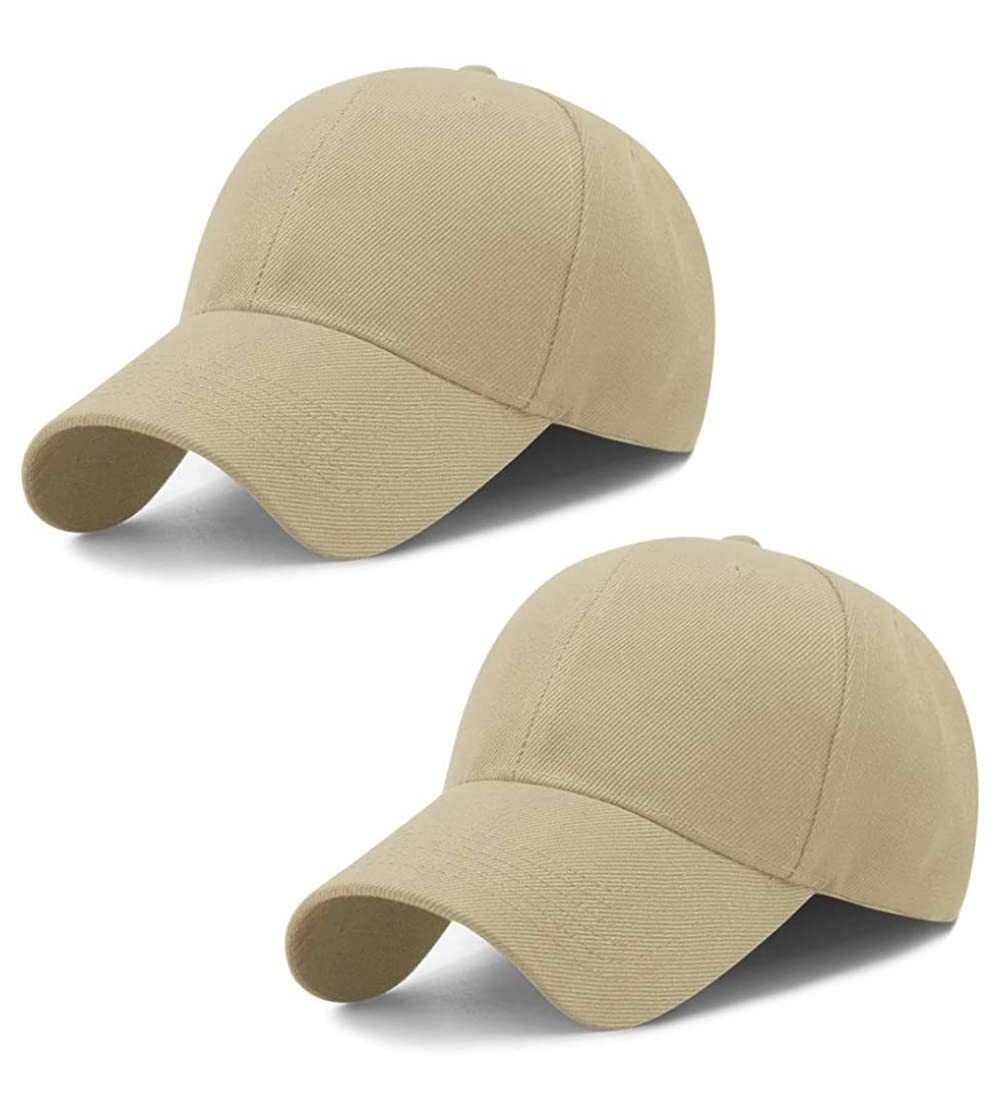 Baseball Caps Baseball Cap Casual Adjustable Plain Baseball Hat for Men Women Dad Tucker Ball Cap - 2 Pcs Khaki&khaki - CO192...