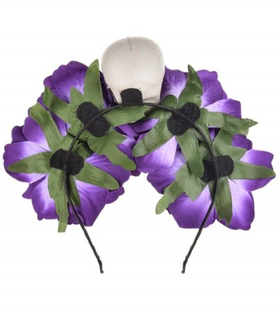 Headbands Halloween Skull Rose Flower Headband Hair Hoop Cosplay Day of the Dead Hairband Accessory - Purple - C418WS4LDOD $8.39