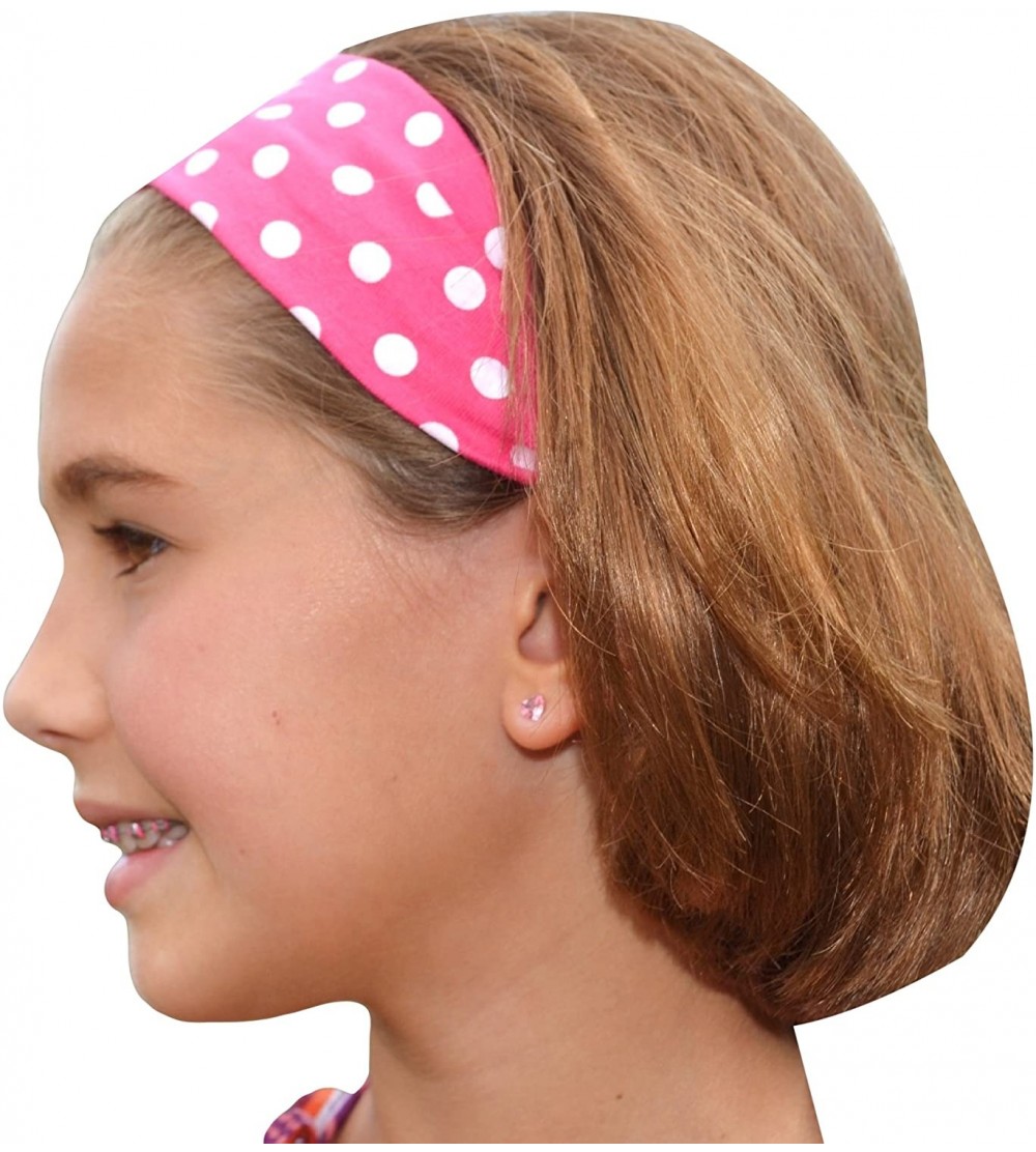 Headbands 1 DOZEN Polka Dot Cotton Stretch 2 Inch Wide Headbands - Great For Embroidery! - Hot Pink Dot - CZ11G7YPSD9 $15.17
