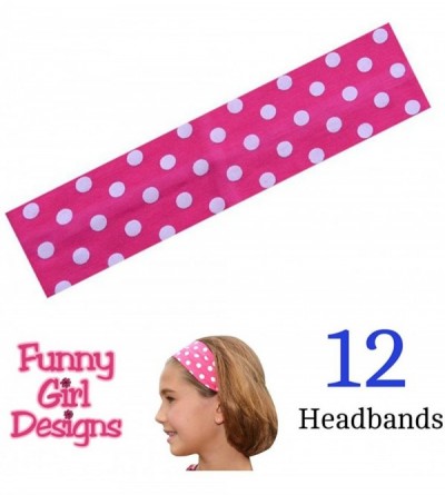 Headbands 1 DOZEN Polka Dot Cotton Stretch 2 Inch Wide Headbands - Great For Embroidery! - Hot Pink Dot - CZ11G7YPSD9 $15.17