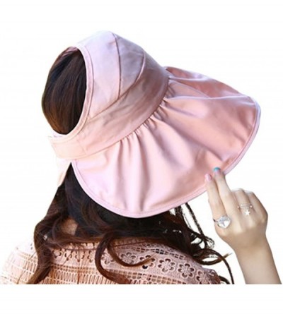 Sun Hats Womens Foldable Anti UV Sun Hat Cap Big Brim Floppy Travel Beach Bucket Hat UPF50+ - Pink - CS11ZPG6IUR $11.47