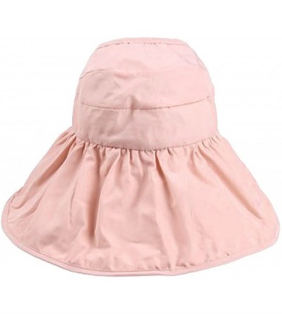 Sun Hats Womens Foldable Anti UV Sun Hat Cap Big Brim Floppy Travel Beach Bucket Hat UPF50+ - Pink - CS11ZPG6IUR $11.47