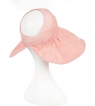 Sun Hats Womens Foldable Anti UV Sun Hat Cap Big Brim Floppy Travel Beach Bucket Hat UPF50+ - Pink - CS11ZPG6IUR $11.47