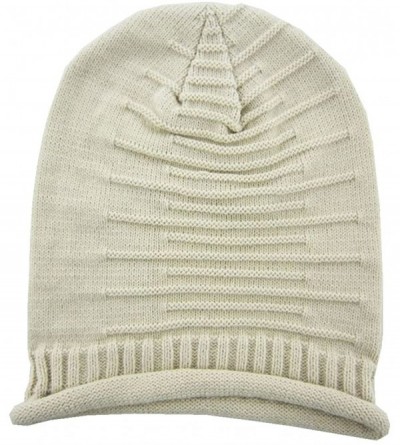 Skullies & Beanies Women Men Winter Knit Slouch Cap - Beige - CR11NMTB3EP $16.72