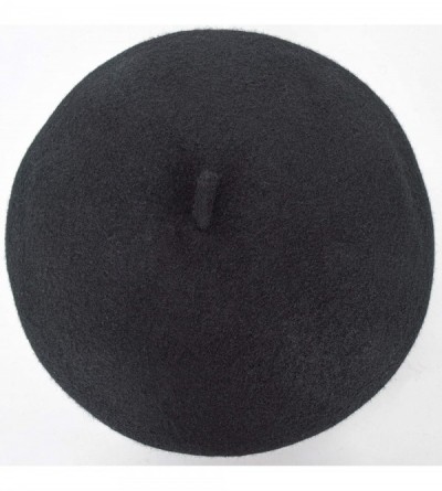 Berets Women's 100% Wool French Beret Hat Solid Color Black Beret Hats for Women - Black - CD18ZDS5KYY $14.72