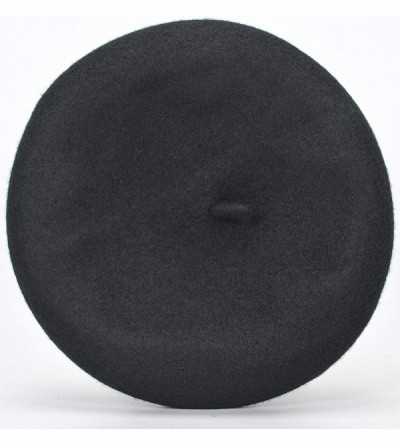 Berets Women's 100% Wool French Beret Hat Solid Color Black Beret Hats for Women - Black - CD18ZDS5KYY $14.72