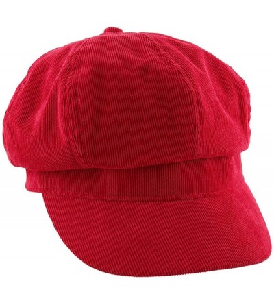 Newsboy Caps Newsboy Hat-Plain Cabbie Visor Beret Gatsby Ivy Caps for Women - D-red(corduroy) - CB188GMUWX4 $25.32