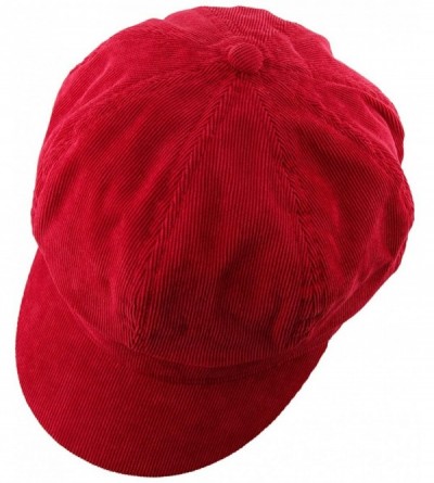 Newsboy Caps Newsboy Hat-Plain Cabbie Visor Beret Gatsby Ivy Caps for Women - D-red(corduroy) - CB188GMUWX4 $16.08