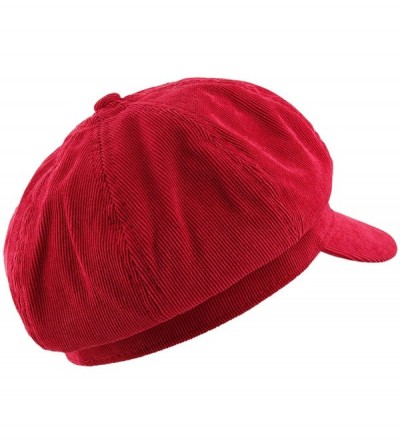 Newsboy Caps Newsboy Hat-Plain Cabbie Visor Beret Gatsby Ivy Caps for Women - D-red(corduroy) - CB188GMUWX4 $16.08