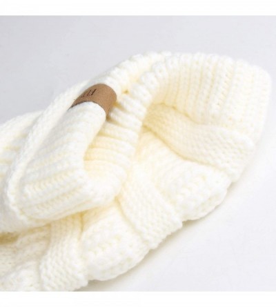 Skullies & Beanies Winter Beanie for Women Fleece Lined Warm Knit Skull Slouch Beanie Hat - 42-white - CE18UNA6USX $11.26