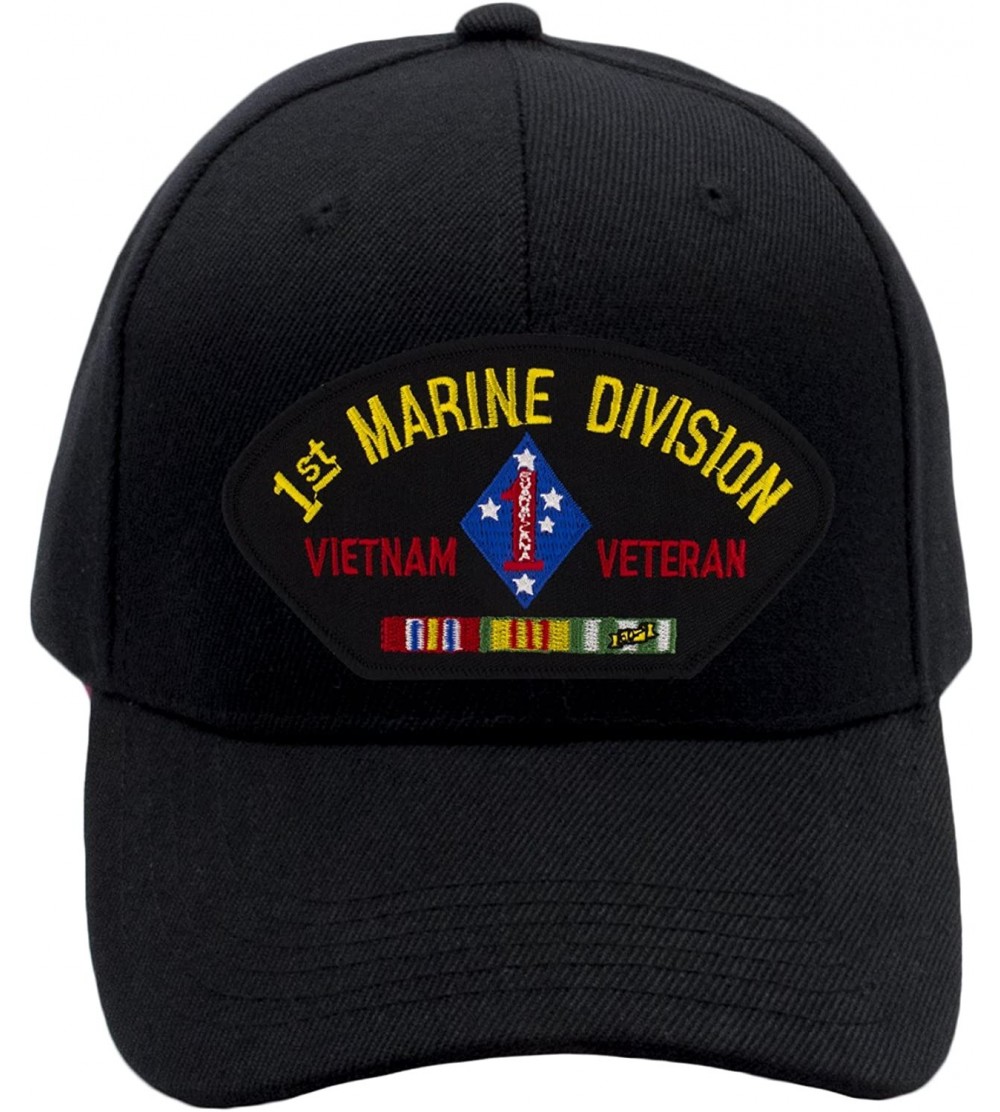 Baseball Caps USMC - 1st Marine Division - Vietnam Hat/Ballcap Adjustable One Size Fits Most - Black - CL187Y8HXSW $16.99
