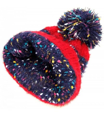 Skullies & Beanies Women Fashion Winter Fall Soft Knitted Multi Color Animal Print Cat Ear Beanie Hats - Sprinkles - Navy - C...