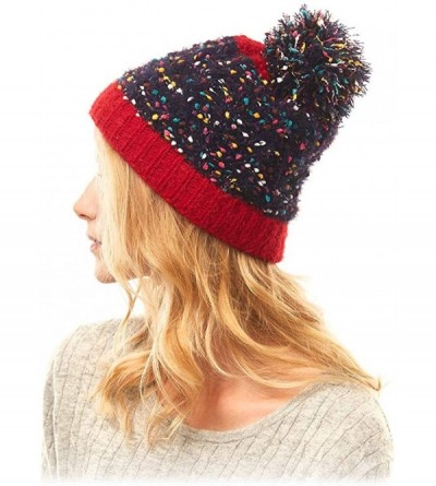 Skullies & Beanies Women Fashion Winter Fall Soft Knitted Multi Color Animal Print Cat Ear Beanie Hats - Sprinkles - Navy - C...