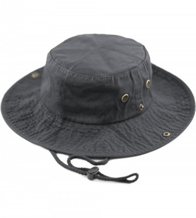 Sun Hats 100% Cotton Stone-Washed Safari Wide Brim Foldable Double-Sided Sun Boonie Bucket Hat - Charcoal - C212OI8HBE7 $12.00