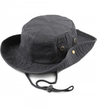 Sun Hats 100% Cotton Stone-Washed Safari Wide Brim Foldable Double-Sided Sun Boonie Bucket Hat - Charcoal - C212OI8HBE7 $12.00