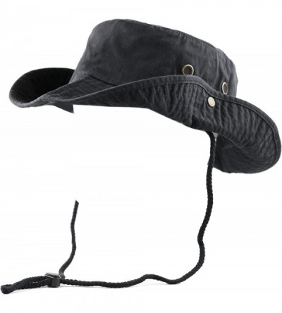 Sun Hats 100% Cotton Stone-Washed Safari Wide Brim Foldable Double-Sided Sun Boonie Bucket Hat - Charcoal - C212OI8HBE7 $12.00