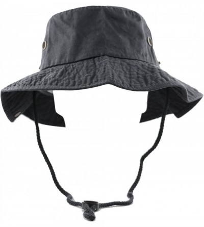 Sun Hats 100% Cotton Stone-Washed Safari Wide Brim Foldable Double-Sided Sun Boonie Bucket Hat - Charcoal - C212OI8HBE7 $12.00