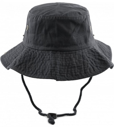 Sun Hats 100% Cotton Stone-Washed Safari Wide Brim Foldable Double-Sided Sun Boonie Bucket Hat - Charcoal - C212OI8HBE7 $12.00