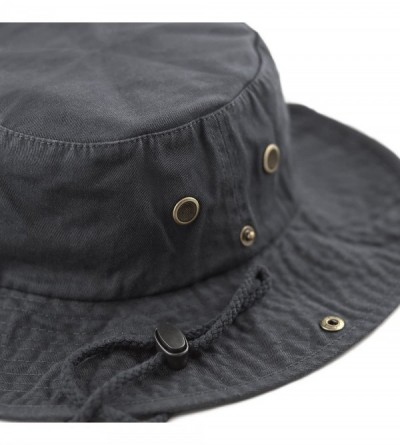 Sun Hats 100% Cotton Stone-Washed Safari Wide Brim Foldable Double-Sided Sun Boonie Bucket Hat - Charcoal - C212OI8HBE7 $12.00