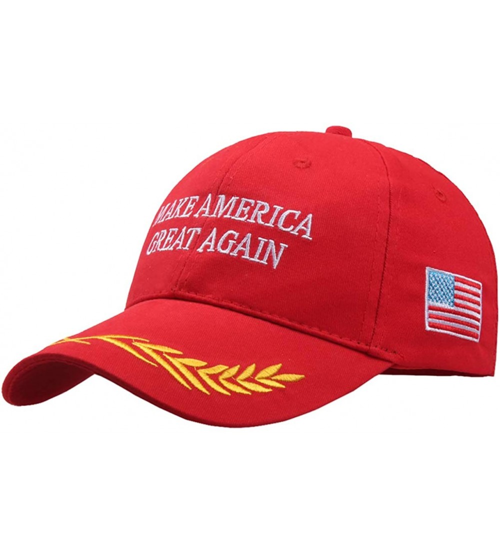 Baseball Caps Unisex Make America Great Again Hat- USA MAGA Cap Adjustable Baseball Hats - 2 Embroidery Red - C718KLT858L $9.62