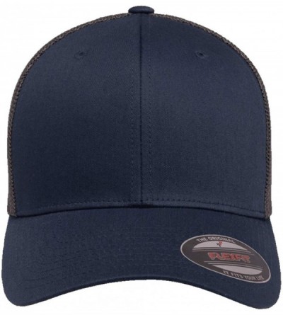 Baseball Caps The Original Flexfit Yupoong Mesh Trucker Hat Cap & 2-Tone - Navy/Graphite - CX196H3KYMI $12.56