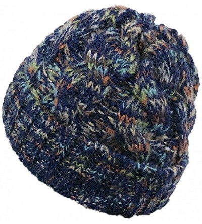 Skullies & Beanies New Women Keep Warm Winter Casual Knitted Hat Wool Hemming Hat Ski Hat - Navy3 - CP1932LLSXY $7.70