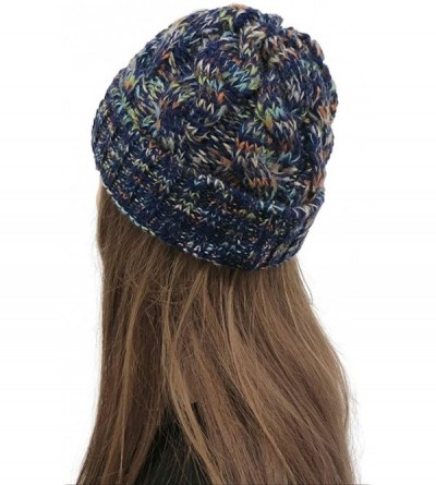 Skullies & Beanies New Women Keep Warm Winter Casual Knitted Hat Wool Hemming Hat Ski Hat - Navy3 - CP1932LLSXY $7.70