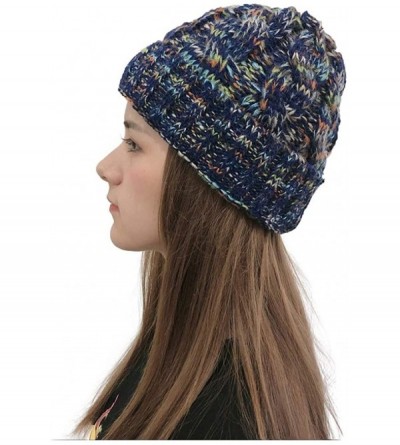 Skullies & Beanies New Women Keep Warm Winter Casual Knitted Hat Wool Hemming Hat Ski Hat - Navy3 - CP1932LLSXY $7.70