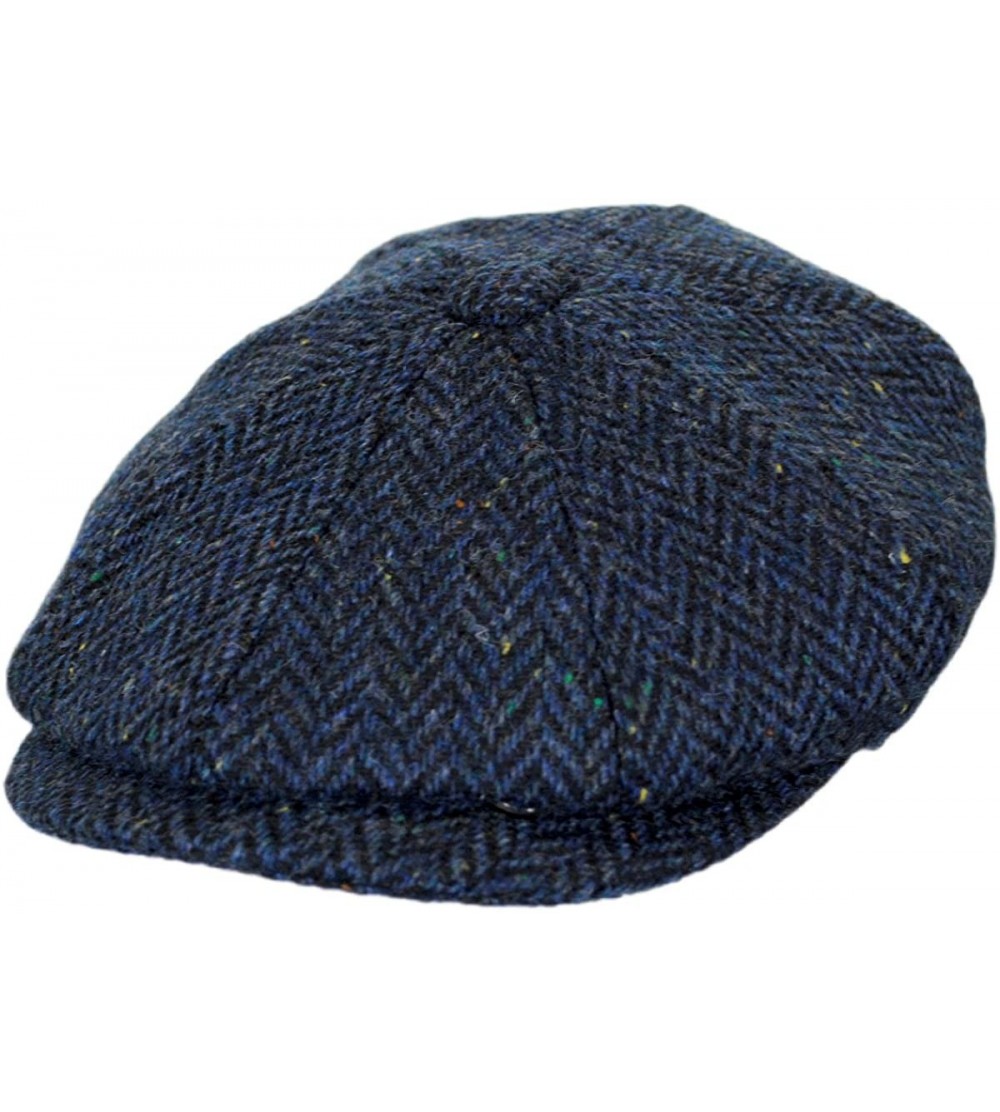 Newsboy Caps Cambridge Herringbone Wool Newsboy Cap - Navy Blue - CN18GU6NM3N $20.53