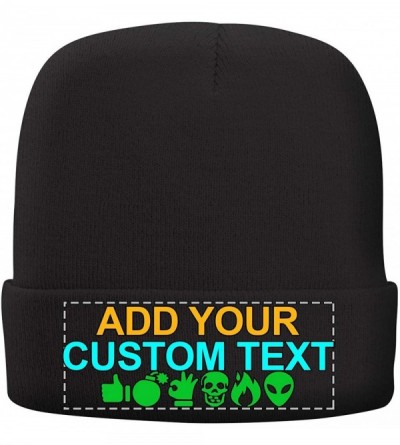 Skullies & Beanies Custom Embroidered Port & Company CP91L Beanie - Personalized - Your Text Here - Black - CS18Q0EEWCQ $29.77