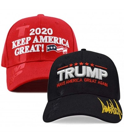 Skullies & Beanies Donald Trump 2020 Keep America Great Cap Adjustable Baseball Hat with USA Flag [2/3 Pack] - 2 Pack - 1.red...