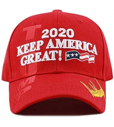 Skullies & Beanies Donald Trump 2020 Keep America Great Cap Adjustable Baseball Hat with USA Flag [2/3 Pack] - 2 Pack - 1.red...