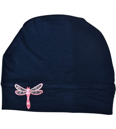 Skullies & Beanies Chemo Beanie Sleep Cap Pink Dragonfly - Navy - CW187237ZNO $15.25