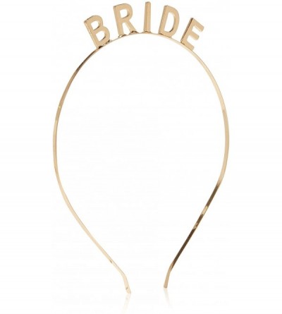 Headbands Bride Bridal Shower Bachelorette Party Crown Headband - Gold - C11859Y48SY $14.26