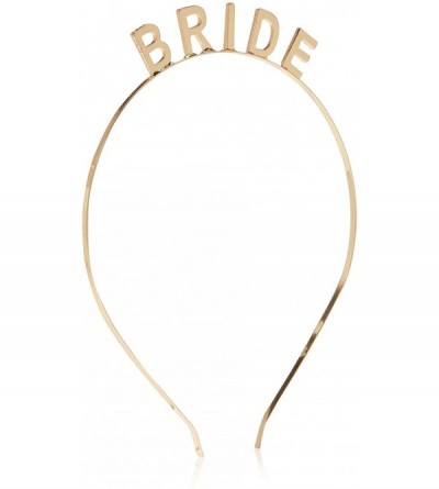 Headbands Bride Bridal Shower Bachelorette Party Crown Headband - Gold - C11859Y48SY $14.26